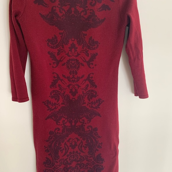Red burgundy winter Mossimo 3/4 length sleeve dress size xs Bodycon - Picture 2 of 5